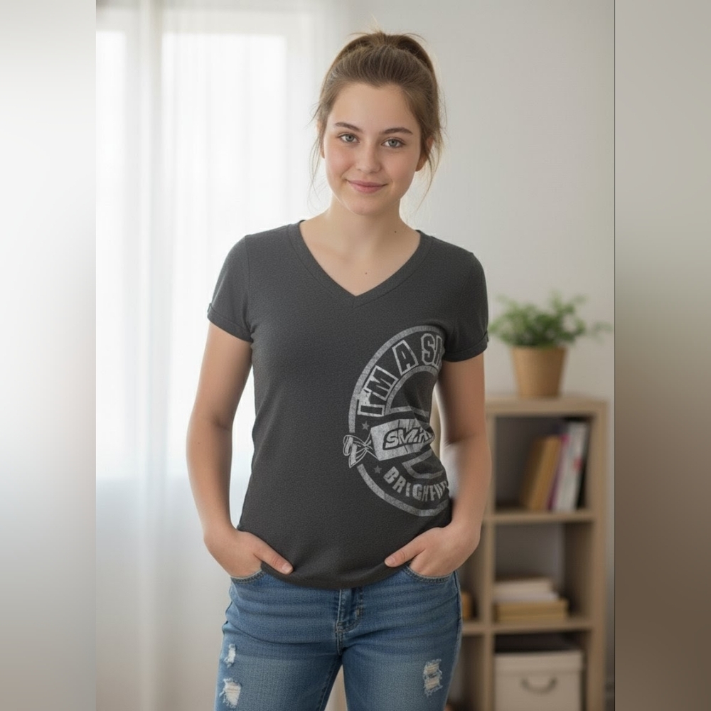 Smarties Gray V-Neck T-Shirt M